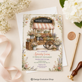 Fresh Off the Market Bridal Shower Invitation | Vintage Flower Cart Editable Template
