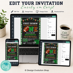 Football 1st Birthday Invitation: Chalkboard Sports Theme Editable Template