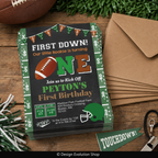 Football 1st Birthday Invitation: Chalkboard Sports Theme Editable Template