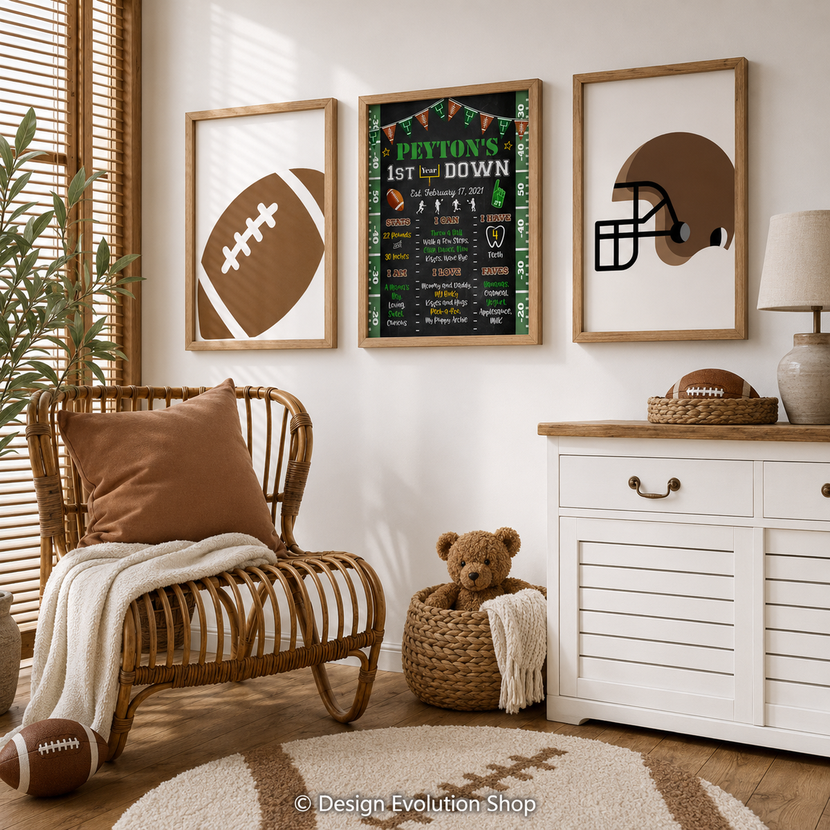 Football Birthday Milestone Poster: Chalkboard Sports Theme Editable Template