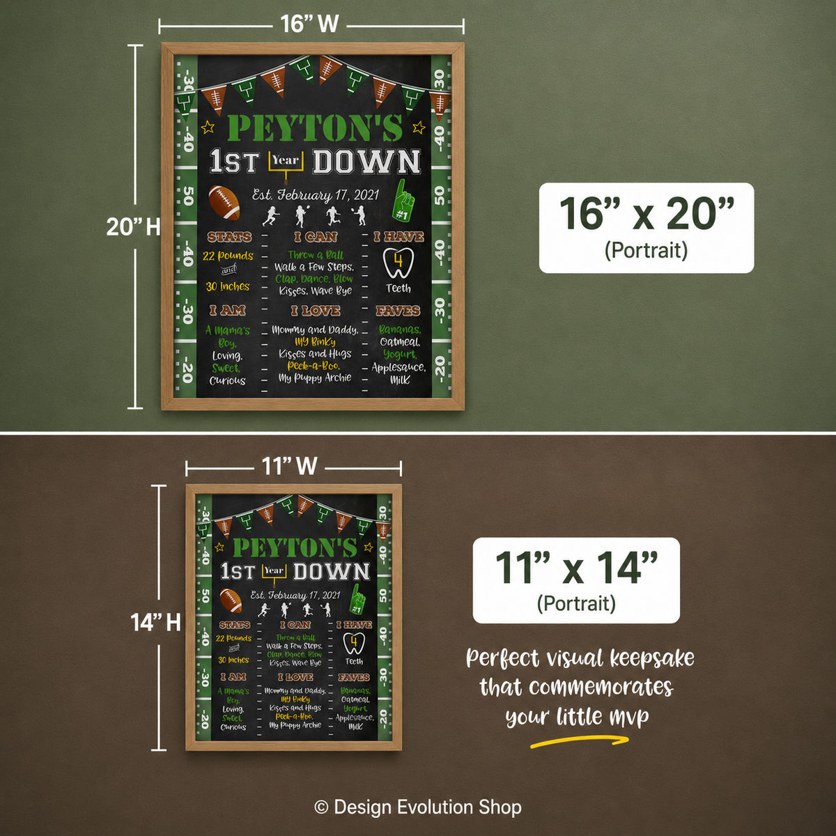 Football Birthday Milestone Poster: Chalkboard Sports Theme Editable Template