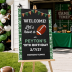 Football Birthday Welcome Sign: Chalkboard Sports Theme Editable Template