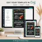 Football Birthday Welcome Sign: Chalkboard Sports Theme Editable Template