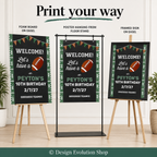 Football Birthday Welcome Sign: Chalkboard Sports Theme Editable Template