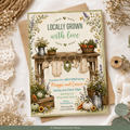 Vintage Locally Grown Baby Shower Invitation |  Editable Template