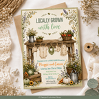 Vintage Locally Grown Baby Shower Invitation |  Editable Template