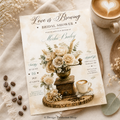 Love is Brewing Vintage Bridal Shower Invitation |  Editable Template