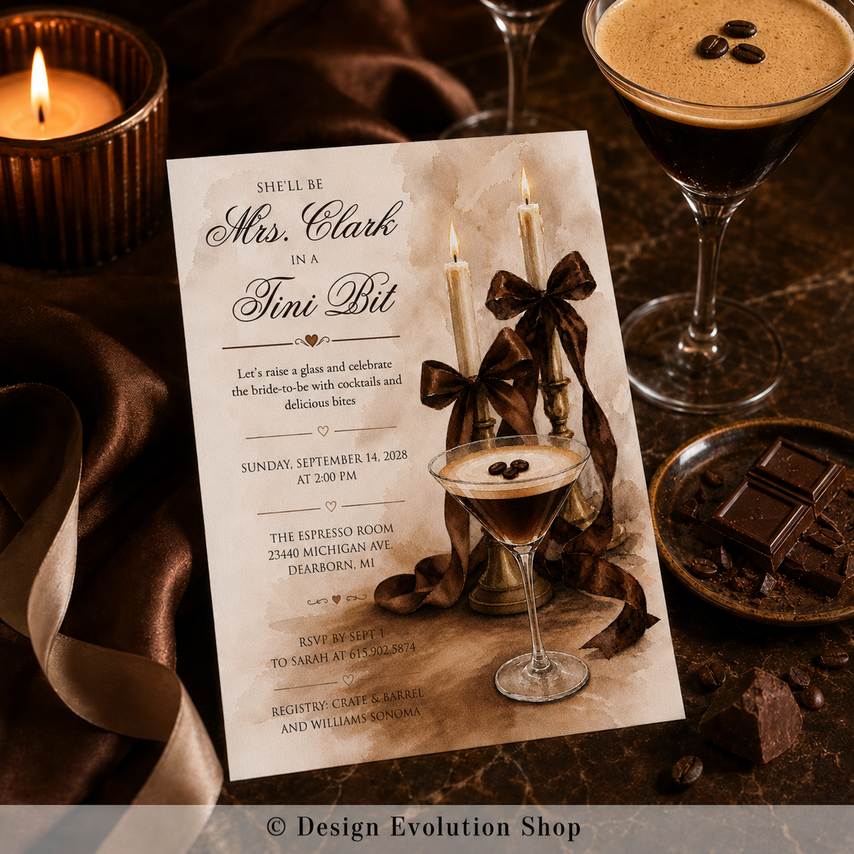 Married in a Tini Bit Bridal Shower Invitation |  Editable Template