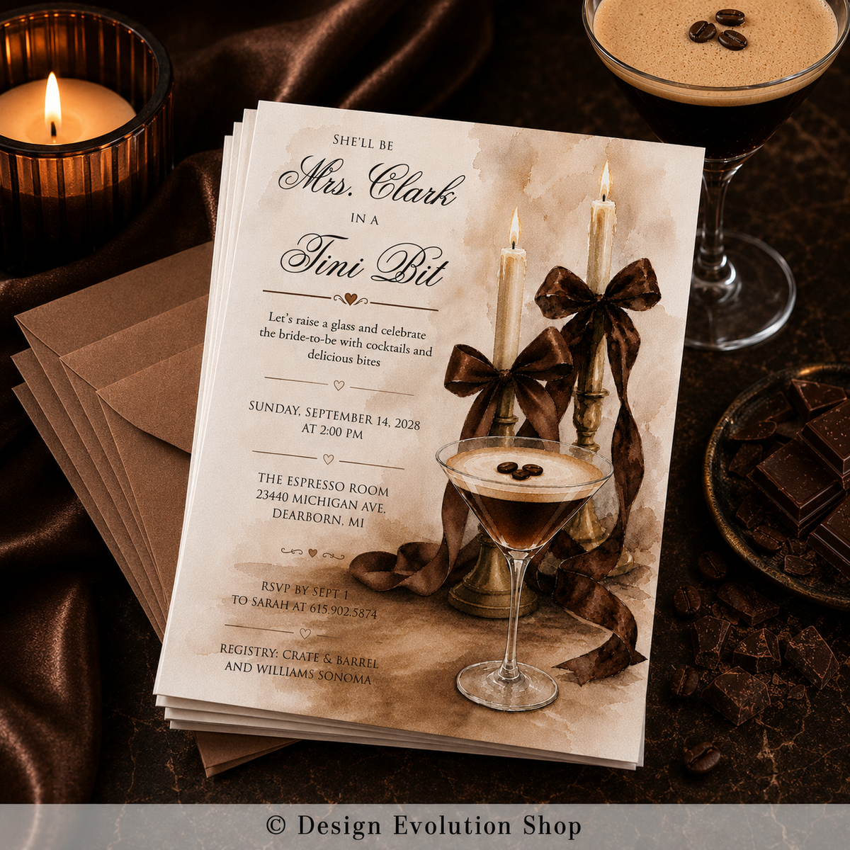 Married in a Tini Bit Bridal Shower Invitation |  Editable Template