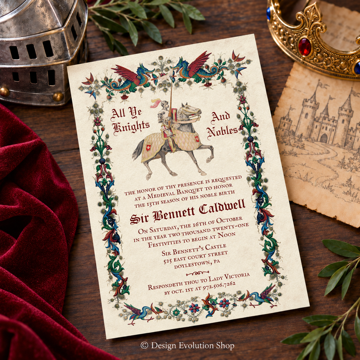 Medieval Menu | Royal Feast Renaissance Blue | Editable Template
