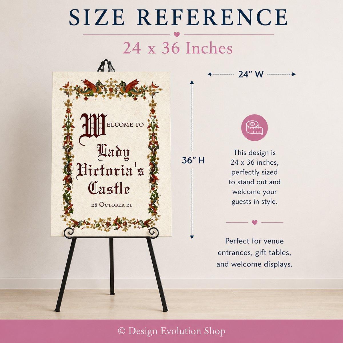 Medieval Birthday Welcome Sign Editable Template | 24 x 36 Editable Sign
