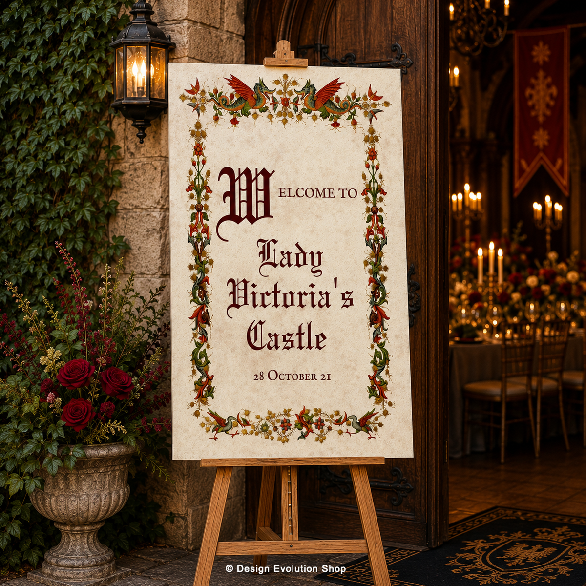 Medieval Birthday Welcome Sign Editable Template | 24 x 36 Editable Sign