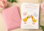 Two Little Ducklings Girl Birthday Invitation Editable Template