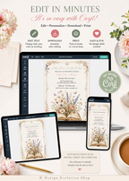 Floral Book Themed Bridal Shower Invitation Editable Template