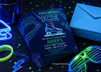 Neon Ice Skating Birthday Invitation Editable Template