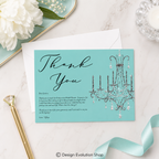 Elegant Tiffany Blue Chandelier Thank You Card Editable Template