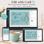 Elegant Tiffany Blue Chandelier Thank You Card Editable Template