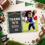 Football Birthday Photo Thank You Card |  Chalkboard Sports Theme Editable Template