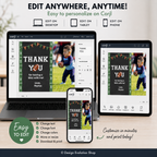 Football Birthday Photo Thank You Card |  Chalkboard Sports Theme Editable Template