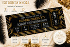 Roaring 20s Gatsby Ticket Invitation Editable Template