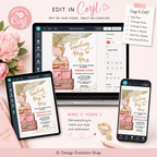 Traveling from Miss to Mrs Travel Bridal Shower Invitation Editable Template