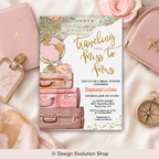 Traveling from Miss to Mrs Travel Bridal Shower Invitation Editable Template