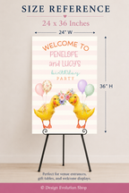 Little Ducklings Girl Birthday Welcome Sign Editable Template | 24 x 36 Editable Sign