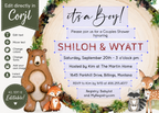 Woodland Baby Shower Invitation Rustic Forest Animals Couples Shower Printable Template